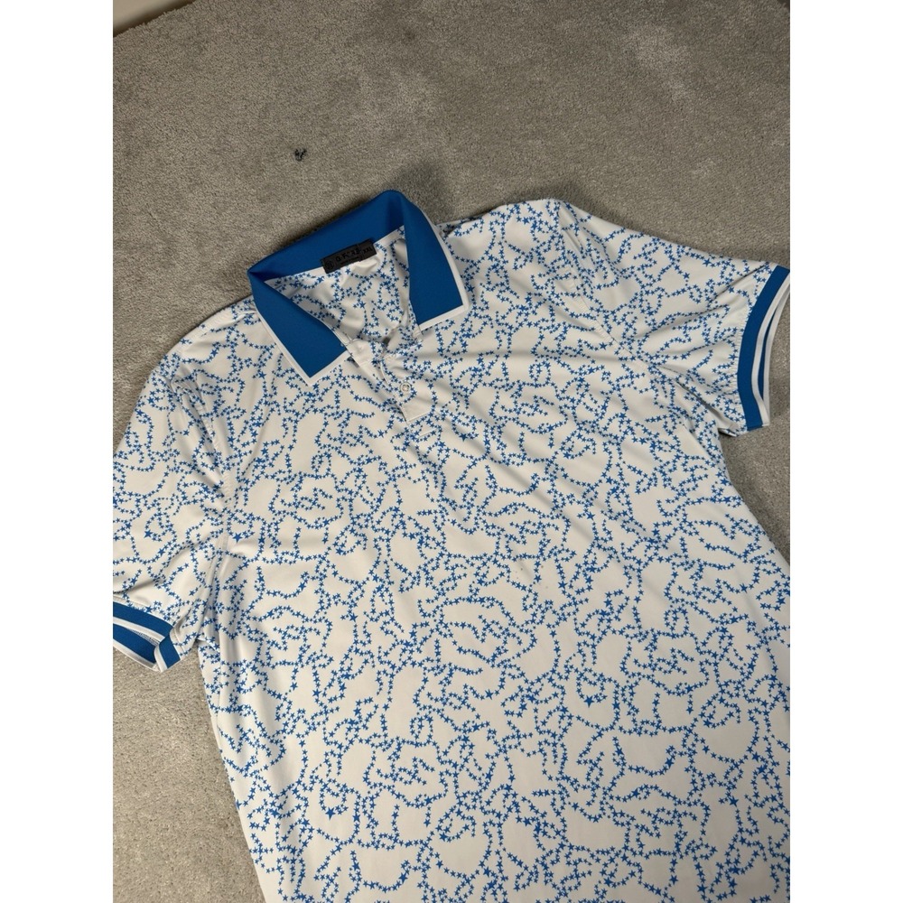 G/Fore White Blue Stars Constellation Performance Stretch Golf S/S Polo Men XXL*